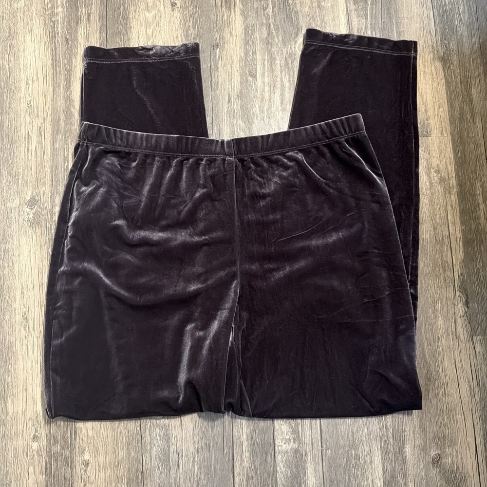 Chicos 2 Travelers Pull On Velvet Velour Pants Womens Size Brown Gray Stretch L - Picture 5 of 6